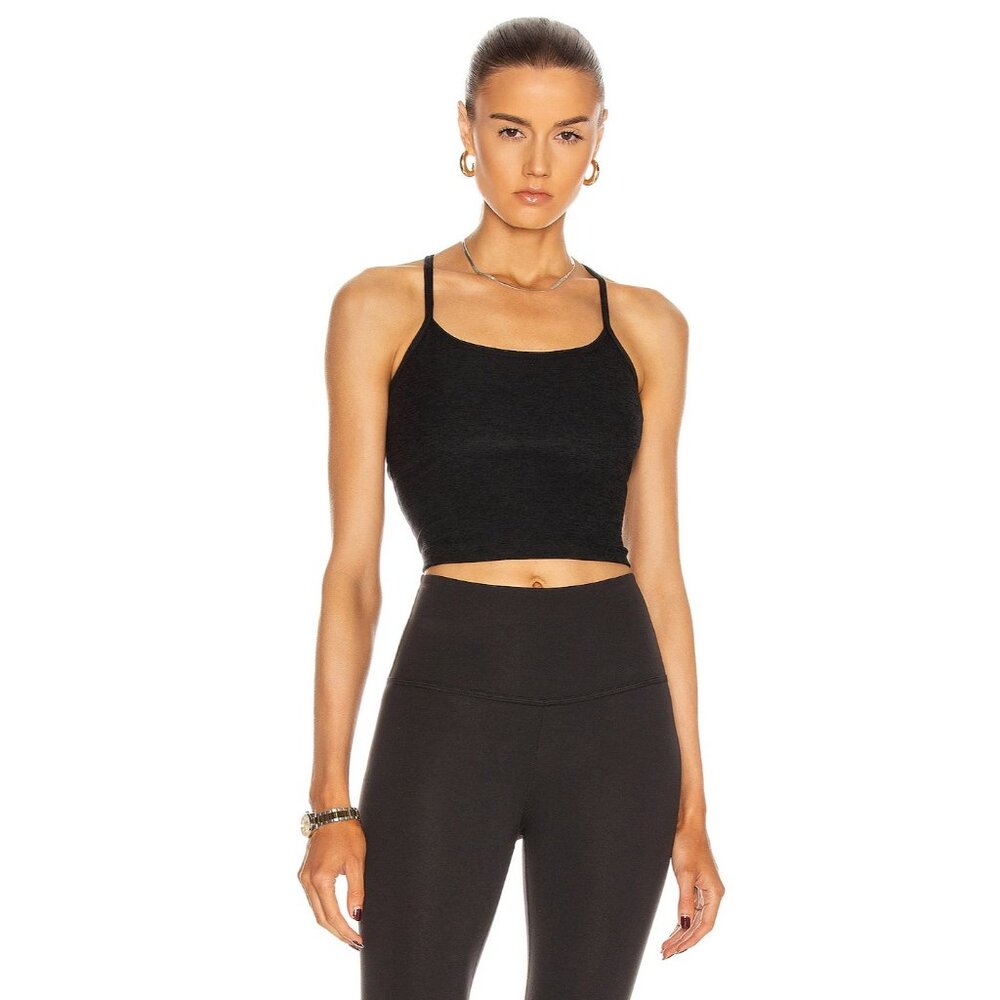 Beyond Yoga Spacedye Slim Racerback Cropped Tank Darkest Night Black